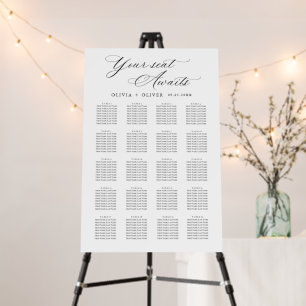 Elegant Minimalist 20 table Seating Chart Foam Board