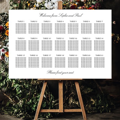 Elegant Minimalist 21 Table Seating Chart Foam Board