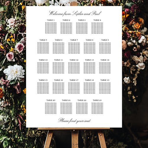 Elegant Minimalist 23 Table Seating Chart Foam Board