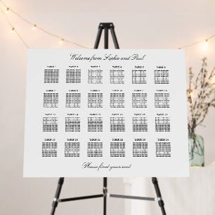 Elegant Minimalist 24 Table Seating Chart Foam Board