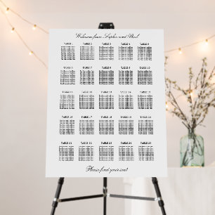 Elegant Minimalist 25 Table Seating Chart Foam Board