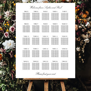 Elegant Minimalist 25 Table Seating Chart Foam Board