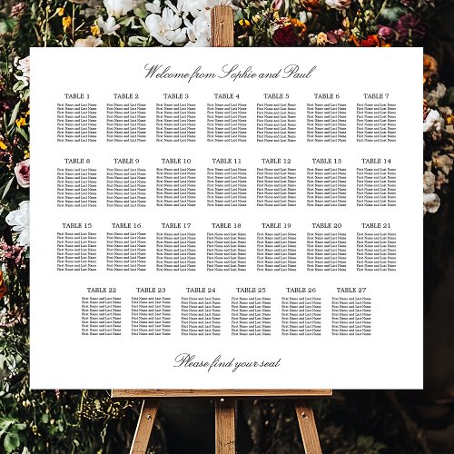 Elegant Minimalist 27 Table Seating Chart Foam Board