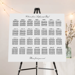 Elegant Minimalist 28 Table Seating Chart Foam Board