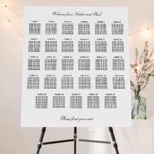 Elegant Minimalist 29 Table Seating Chart Foam Board