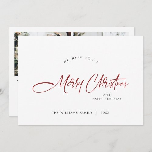Elegant Minimalist 2 Photo Christmas Greeting Holiday Card