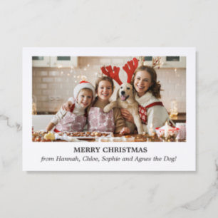 Elegant Minimalist 2 Photo Merry Christmas Letterpress Photo Cards