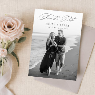 Elegant Minimalist 2 Photo QR Code Save The Date Invitation