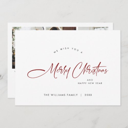Elegant Minimalist 3 Photo Christmas Greeting Holiday Card
