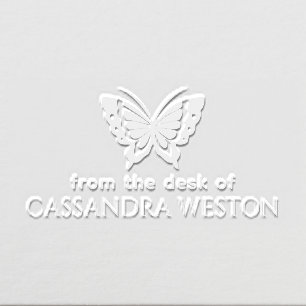 Elegant Minimalist #4 Butterfly “Desk of” Name Embosser