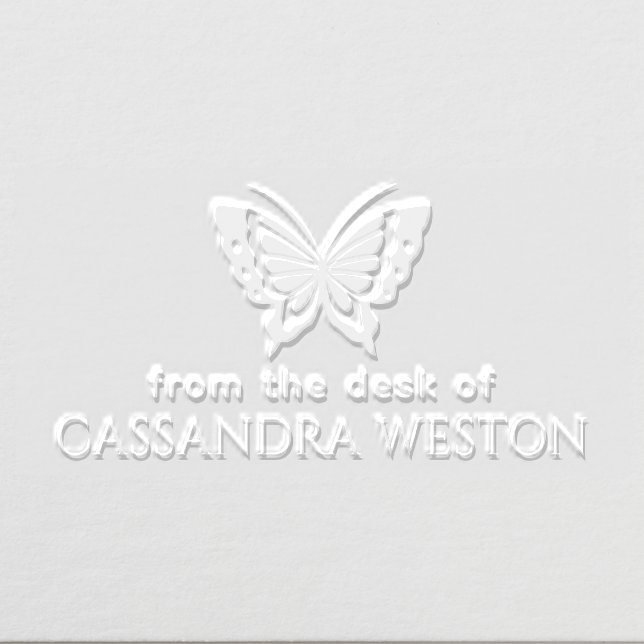 Elegant Minimalist #4 Butterfly “Desk of” Name Embosser (Design)