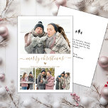 Elegant Minimalist 4 Photo Collage Christmas Holid Holiday Card<br><div class="desc">Elegant, Minimalist, Modern Gold and White 4 Photo Collage Merry Christmas Script Holiday Card. This festive, minimal four (4) photo holiday card template features a pretty photo collage, a little doodle heart and says Merry Christmas! The „Merry Christmas” greeting text is written in a beautiful gold hand lettered typography swash-tail...</div>