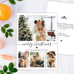 Elegant Minimalist 4 Photo Collage Christmas Holid Holiday Card<br><div class="desc">Elegant, Minimalist, Modern Black and White 4 Photo Collage Merry Christmas Script Holiday Card. This festive, minimal four (4) photo holiday card template features a pretty photo collage, and says Merry Christmas! The „Merry Christmas” greeting text is written in a beautiful black hand lettered typography swash-tail font type on white...</div>