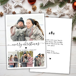 Elegant Minimalist 4 Photo Collage Christmas Holid Holiday Card