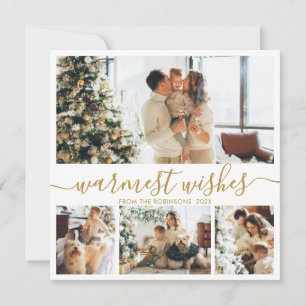 Elegant Minimalist 4 Photo Collage Christmas Holiday Card