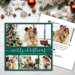 Elegant Minimalist 4 Photo Collage Christmas Holiday Card