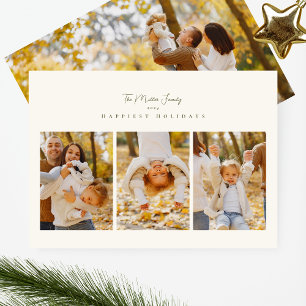 elegant minimalist 4 photo collage script happy holiday card