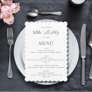 Elegant Minimalist 50th Birthday Menu