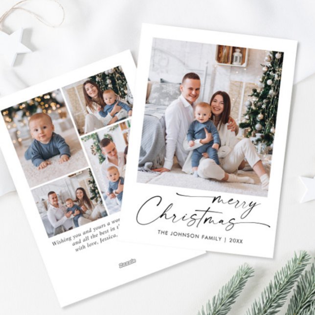 Elegant Minimalist 5 PHOTO Christmas Greeting Holiday Card (Creator Uploaded)