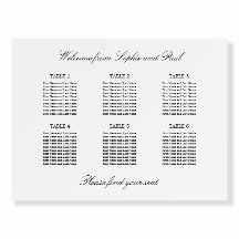 Elegant Minimalist 6 Table Seating Chart