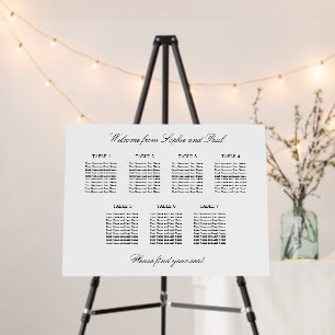 Elegant Minimalist 7 Table Seating Chart Foam Board