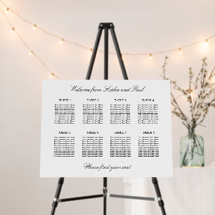 Elegant Minimalist 8 Table Seating Chart Foam Board