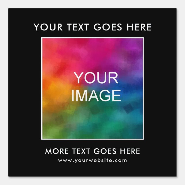 Elegant Minimalist Add Photo Image Logo Black Yard Sign (Front)