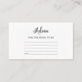 Elegant Minimalist Advice for the Bride-to-Be Enclosure Card
