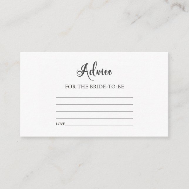 Elegant Minimalist Advice for the Bride-to-Be Enclosure Card (Front)