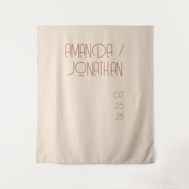 Elegant Minimalist Almond Color Wedding Backdrop (Front)