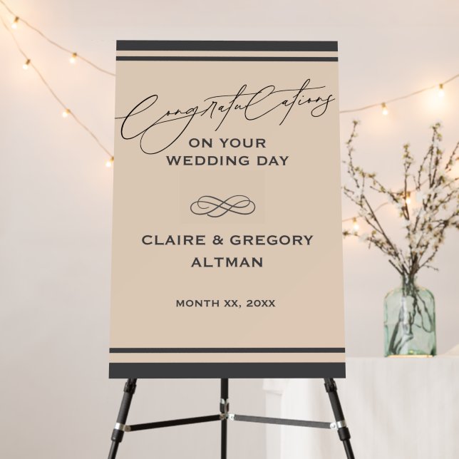 Elegant Minimalist Almond Gray Wedding Foam Board (In Situ (Stand))