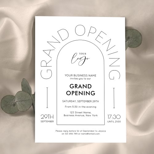 Elegant Minimalist Arch New Business Grand Opening Invitation