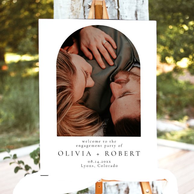 Elegant Minimalist Arch Photo Engagement Welcome Foam Board (Creator Uploaded)