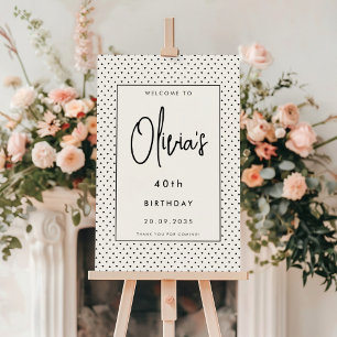 Elegant Minimalist B&W 40th Birthday Party Welcome Foam Board