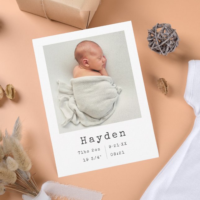 Elegant Minimalist Baby Announcement Photo Quote (Creator Uploaded)