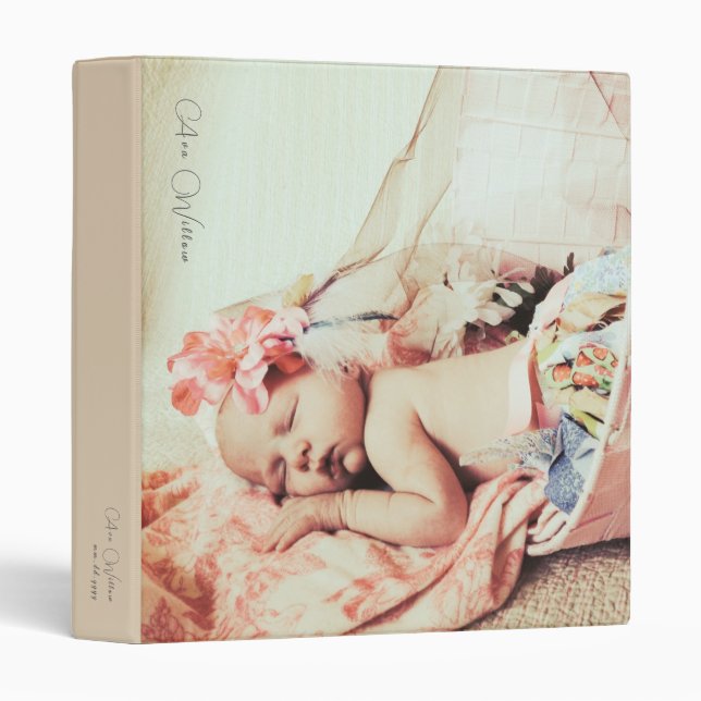 Elegant Minimalist Baby Book Photo Album Binder (Front/Spine)
