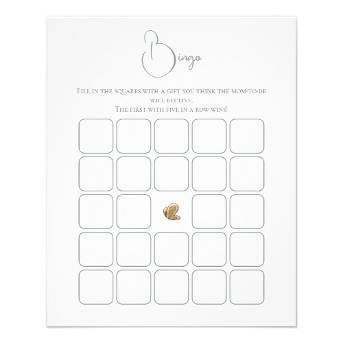 Elegant Minimalist Baby Shower Bingo Game Flyer