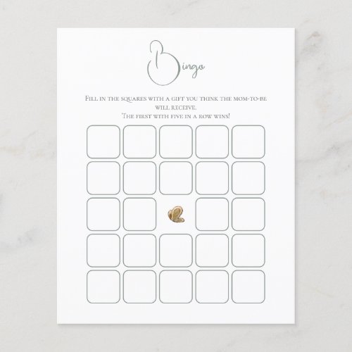 Elegant Minimalist Baby Shower Bingo Game Flyer