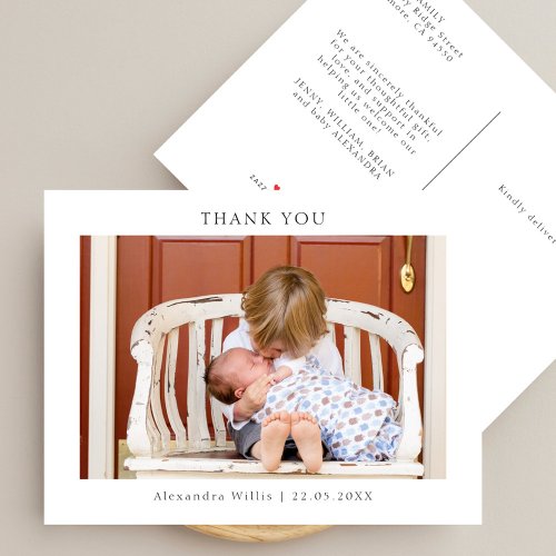 Elegant Minimalist Baby Shower Photo Thank You Invitation Postcard