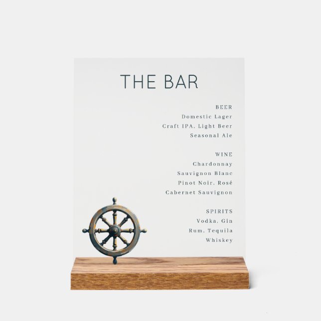 Elegant Minimalist Bar Menu Sign (Front)