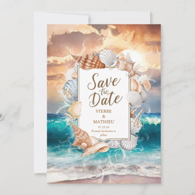 Elegant Minimalist Beach Wedding Save The Date (Front)
