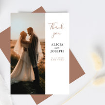 Elegant Minimalist Beige Photo Wedding Thank You