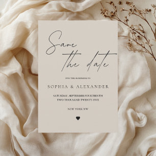 Elegant Minimalist Beige Save the Date Invitation