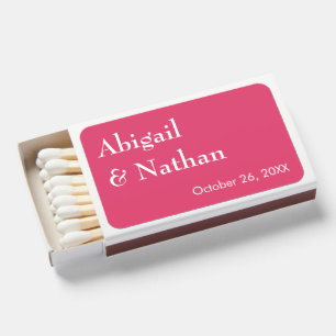 Elegant Minimalist Berry Pink Wedding Favor Matchboxes