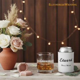 Elegant Minimalist Best Man Wedding Gift Rocks Glass