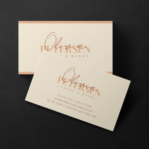 Elegant Minimalist Biege BrownTrendy Eye Lashes Business Card