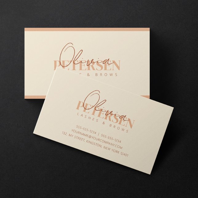 Elegant Minimalist Biege BrownTrendy Eye Lashes Business Card (Creator Uploaded)