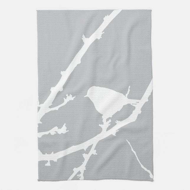 Elegant Minimalist Bird Silhouette Kitchen Towel (Vertical)