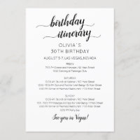 Elegant Minimalist Birthday Itinerary Invitation