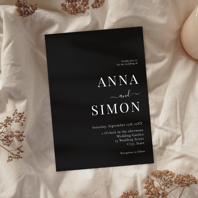  Elegant Minimalist Black All-in-One Wedding  Invitation ( Elegant Minimalist Black All-in-One Wedding)